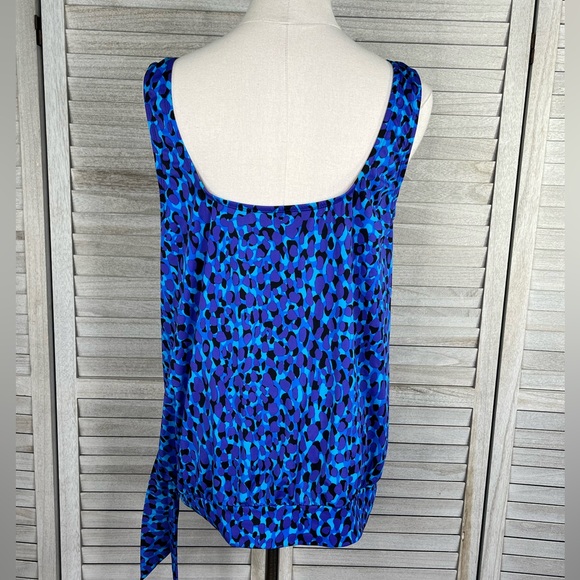 SWIMSUITS FOR ALL Side Tie Blouson Tankini Top Blue/Multi-16 - Picture 2 of 2